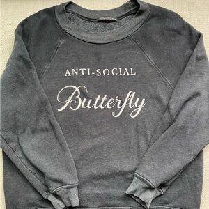 Wildfox Black Anti-Social Butterfly Crewneck Sweatshirt Small
